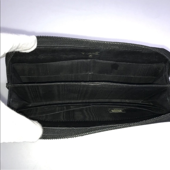 💯 Authentic CHANEL WALLET ROUND ZIP BLACK CAVIAR SKIN COCO - Picture 6 of 11